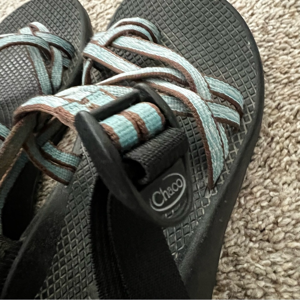 Chaco Women’s Black Vibram Sandals w Teal Accent - Secure Adjustable Fit Size 7 - Picture 5 of 11